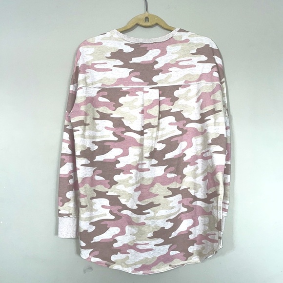 Z Supply Dusty Pink Camo Vneck Weekender Pullover Sz XS - Picture 4 of 9